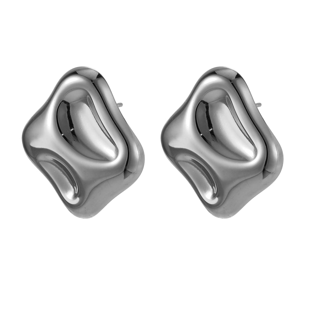 MESS48 STAINLESS STEEL ORGANIC SHAPED EARRING