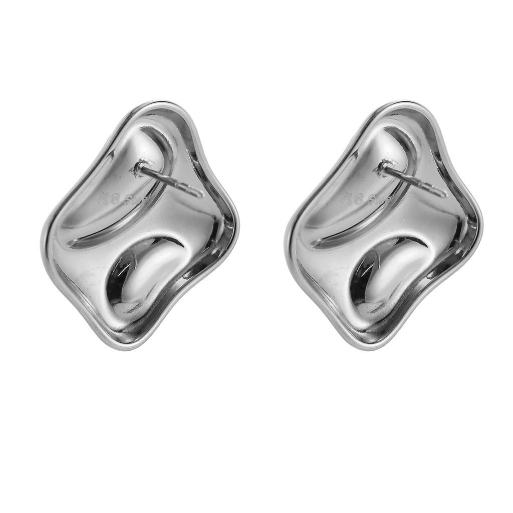 MESS48 STAINLESS STEEL ORGANIC SHAPED EARRING