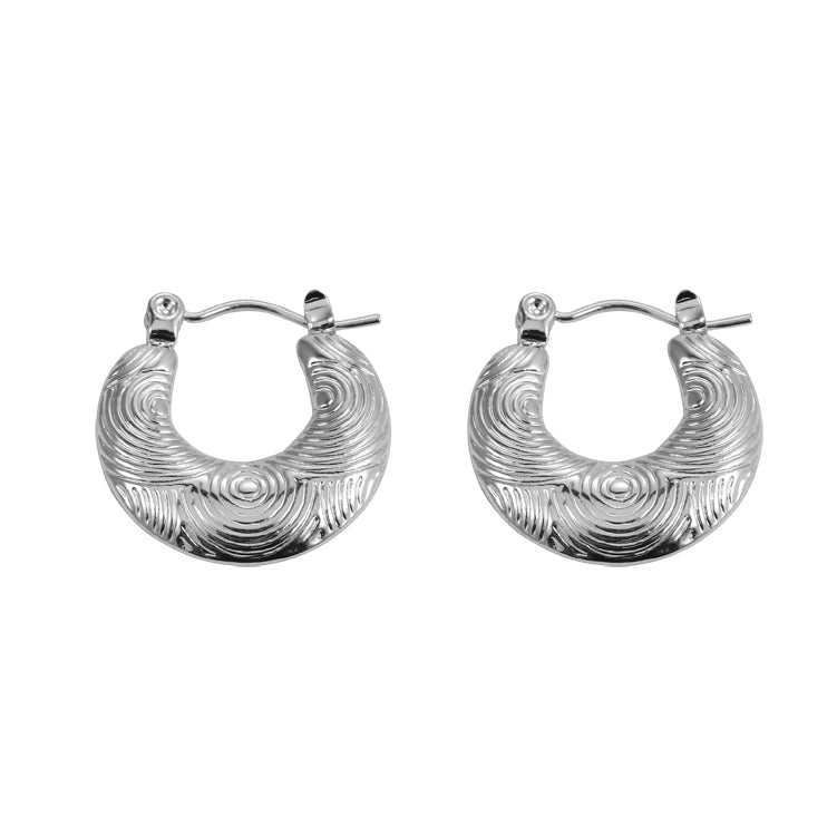 MESS52 STAINLESS STEEL TEXTURED ROUND HOOP EARRING