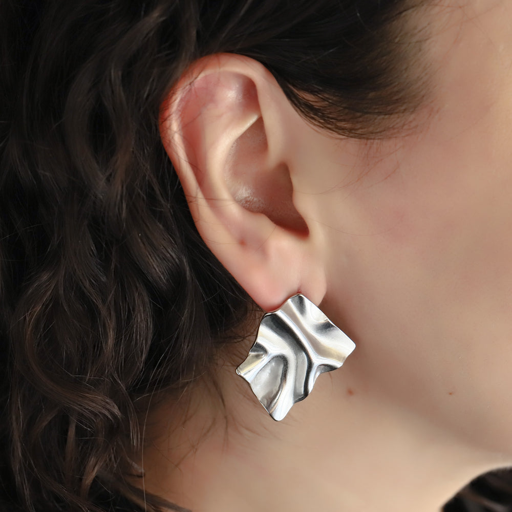 MESS56 STAINLESS STEEL ORGANIC SHAPED EARRING