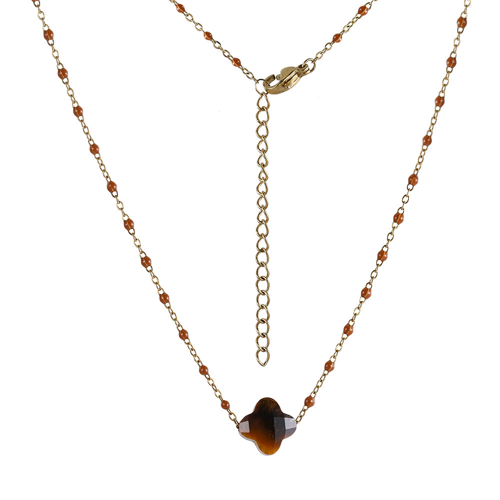 MNSS43 STAINLESS STEEL NECKLACE WITH STONE & EPOXY