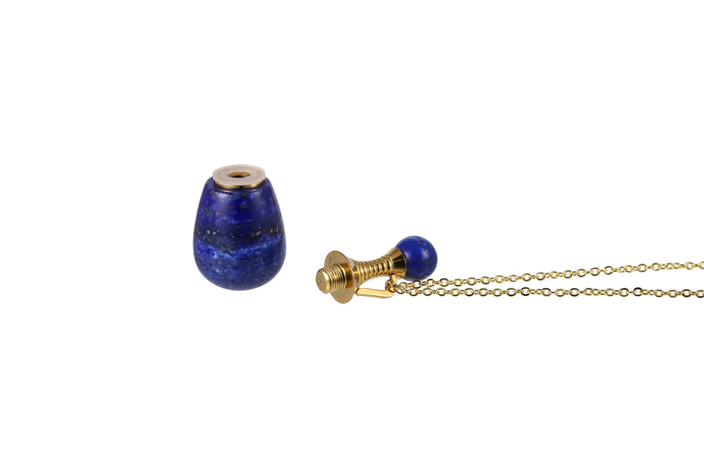 MNSS46 STAINLESS STEEL NECKLACE WITH NATURAL STONE PERFUME BOTTLE