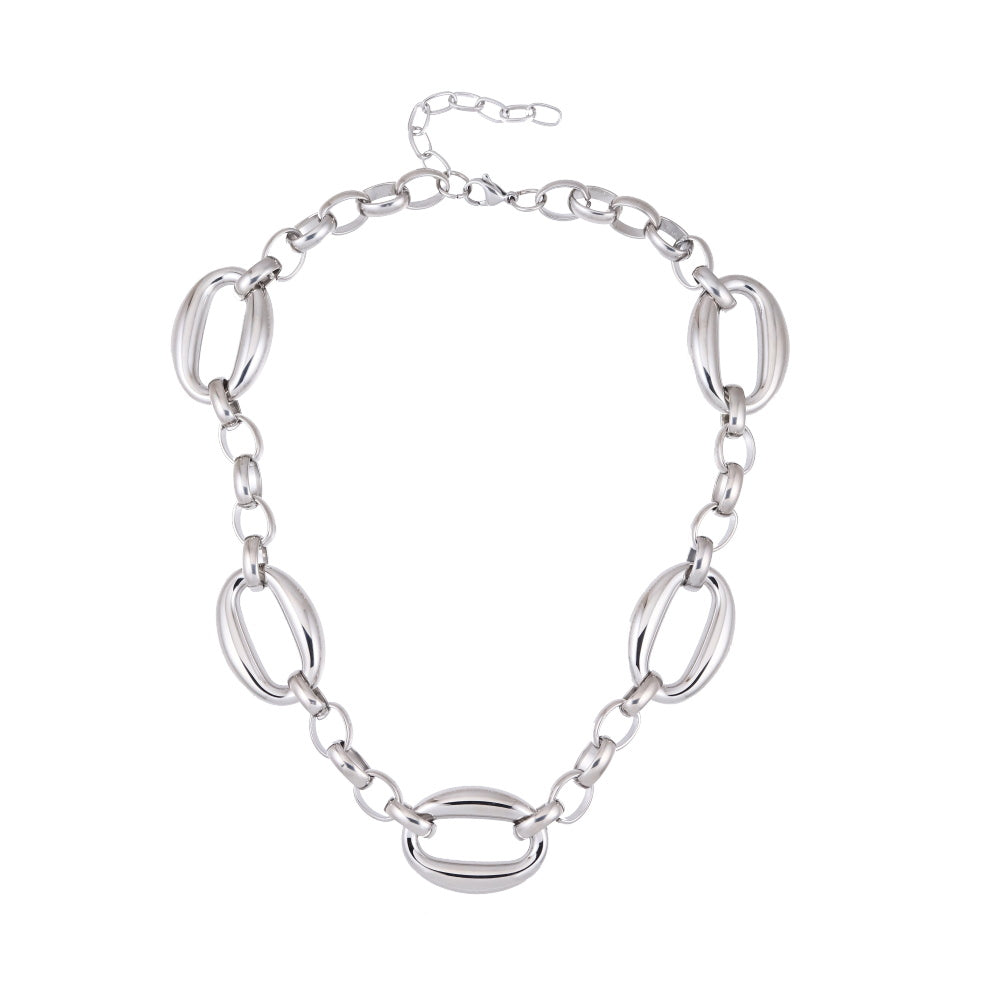 MNSS53 STAINLESS STEEL HOLLOW OVAL LINK NECKLACE