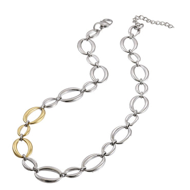 MNSS60 STAINLESS STEEL TWO TONE OVAL CHAIN LINK NECKLACE