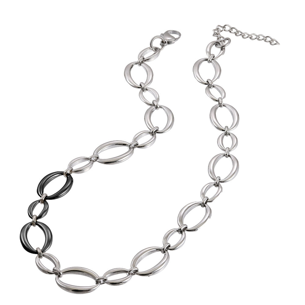 MNSS60 STAINLESS STEEL TWO TONE OVAL CHAIN LINK NECKLACE