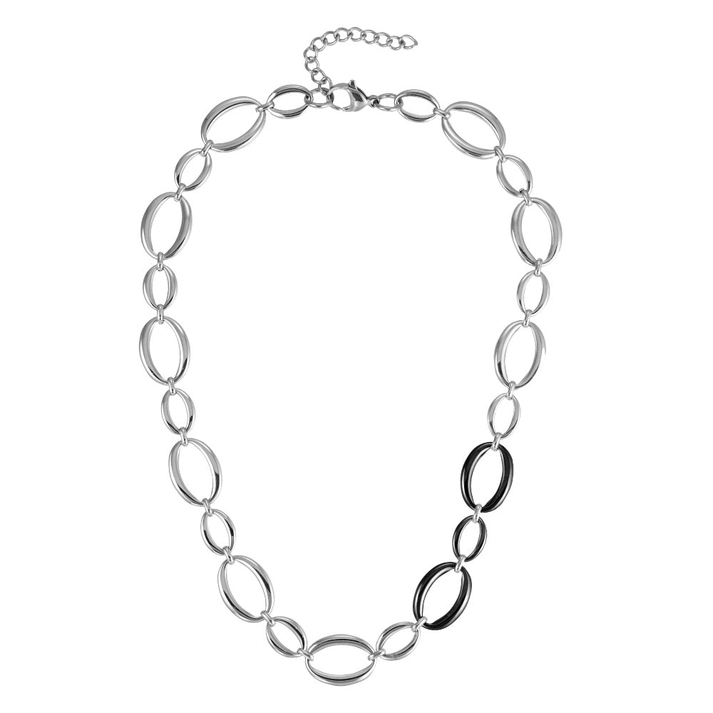 MNSS60 STAINLESS STEEL TWO TONE OVAL CHAIN LINK NECKLACE