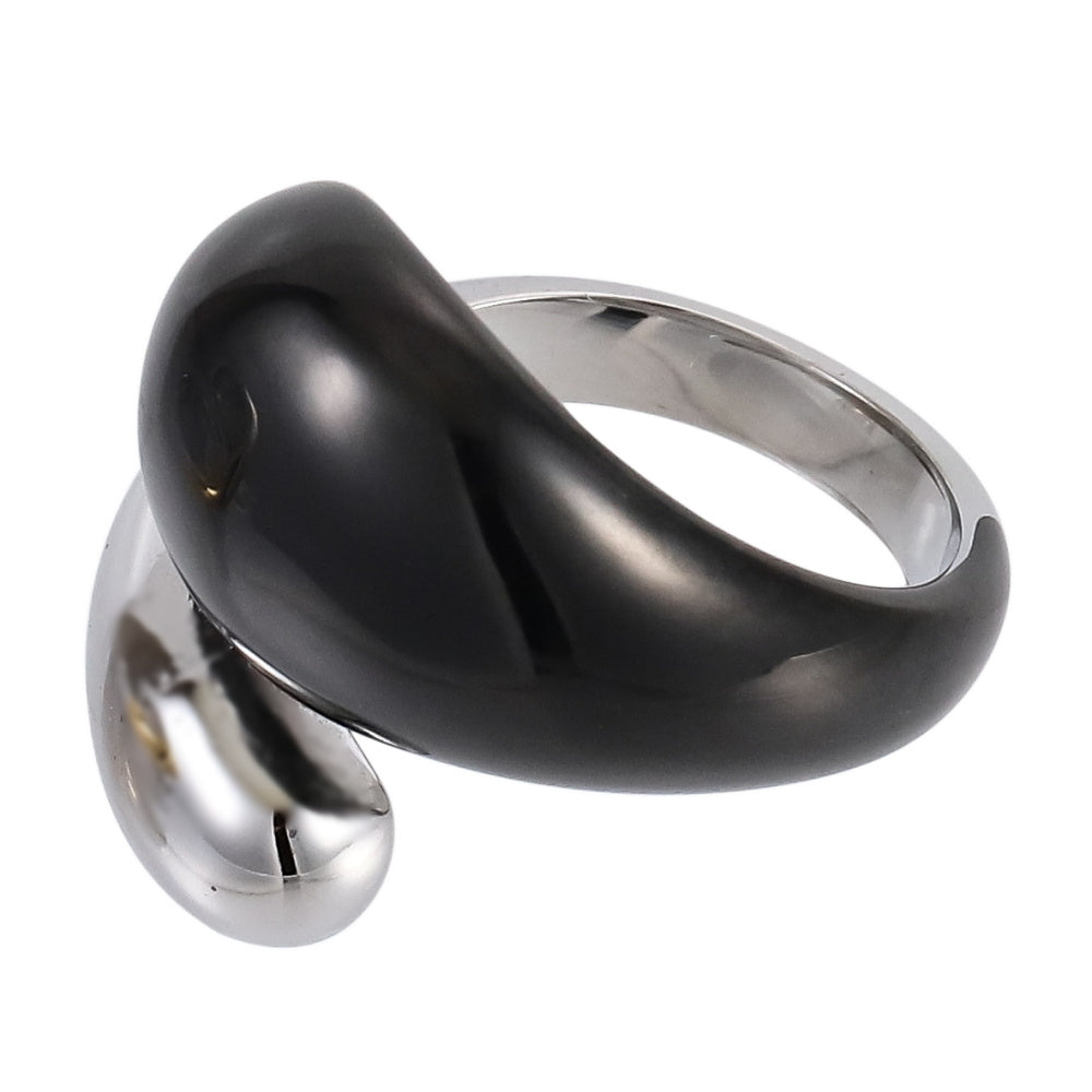 MRSS08 STAINLESS STEEL TEARDROP RING IN TWO TONE