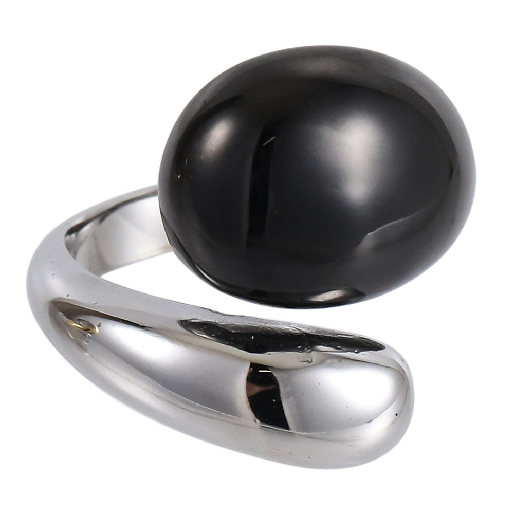 MRSS08 STAINLESS STEEL TEARDROP RING IN TWO TONE