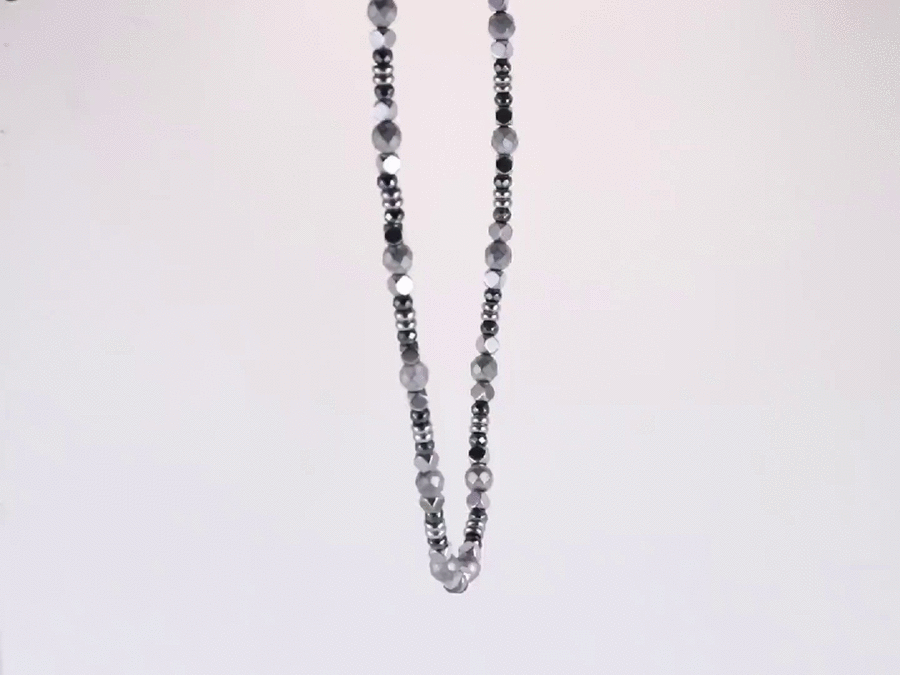 NSS946 STAINLESS STEEL & HEMATITE BEADS NECKLACE