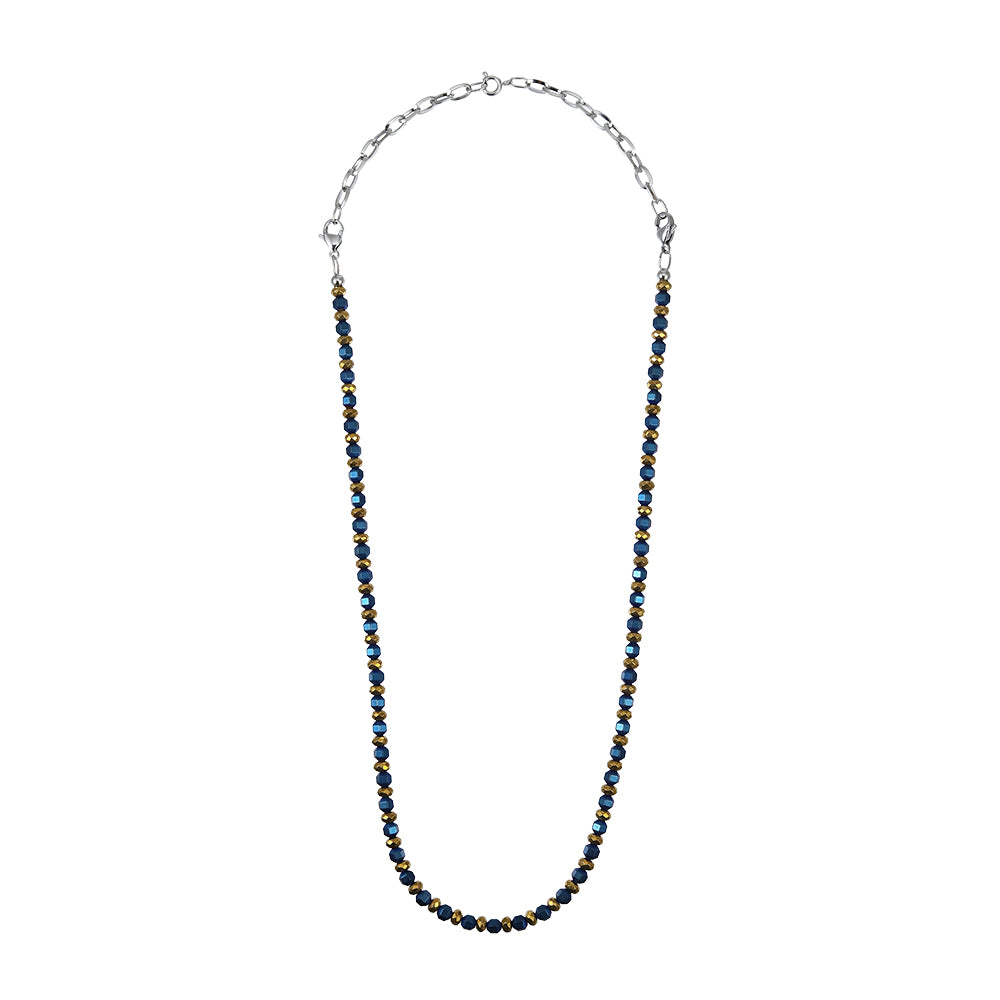 NSS949 STAINLESS STEEL & HEMATITE BEADS NECKLACE