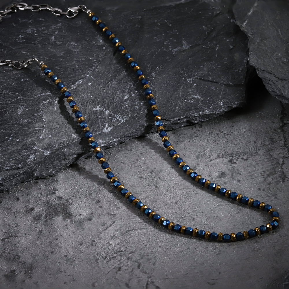 NSS949 STAINLESS STEEL & HEMATITE BEADS NECKLACE