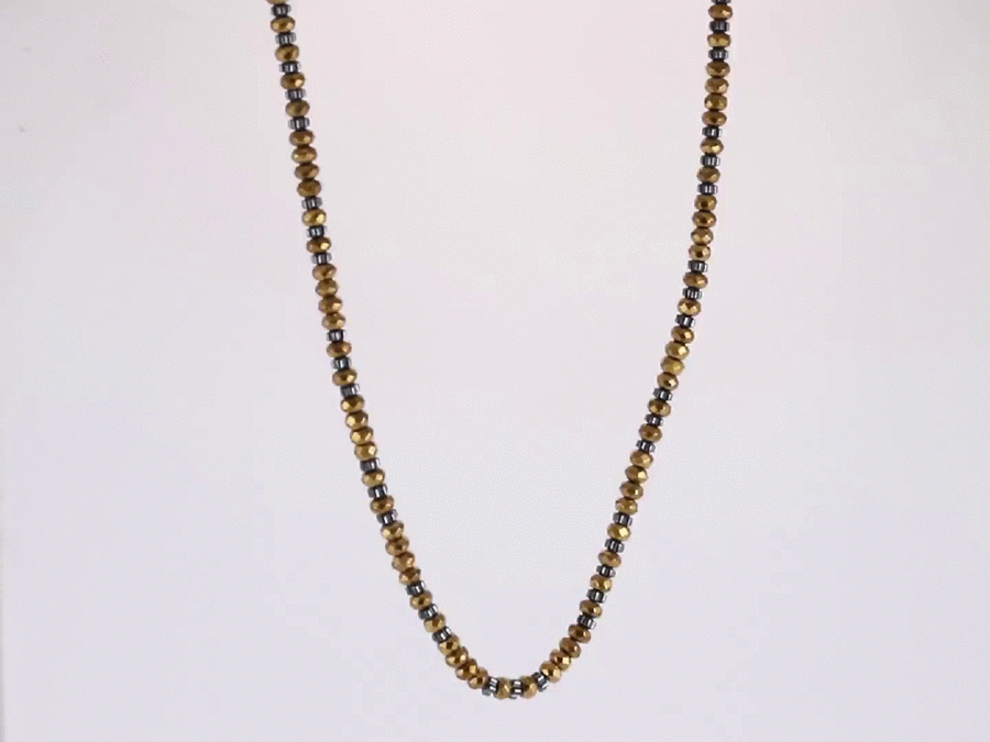 NSS950 STAINLESS STEEL & HEMATITE BEADS NECKLACE