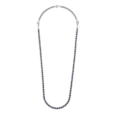 NSS953 STAINLESS STEEL & HEMATITE BEADS NECKLACE