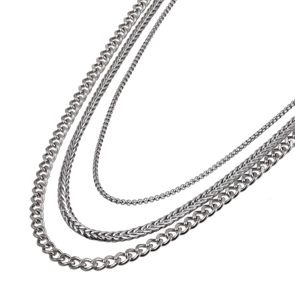 NSS973 STAINLESS STEEL MULTI CHAIN NECKLACE