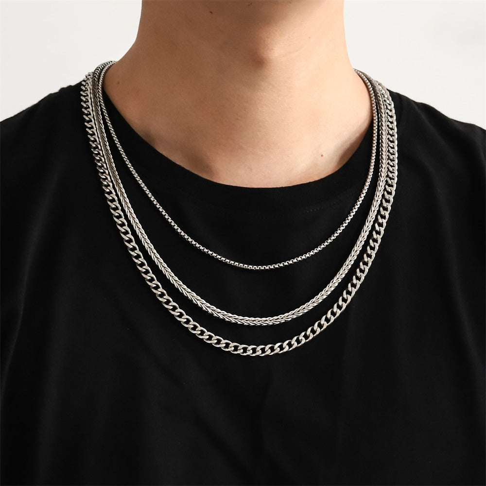 NSS973 STAINLESS STEEL MULTI CHAIN NECKLACE