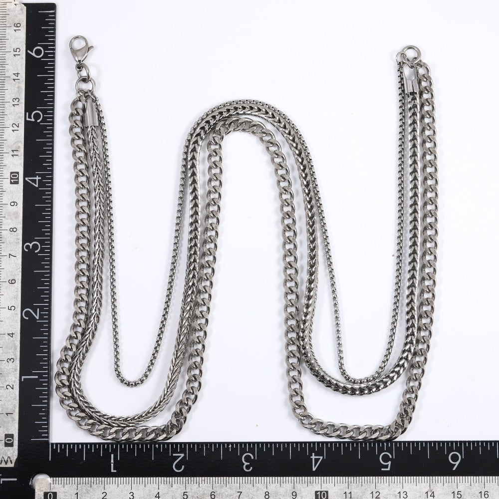 NSS973 STAINLESS STEEL MULTI CHAIN NECKLACE