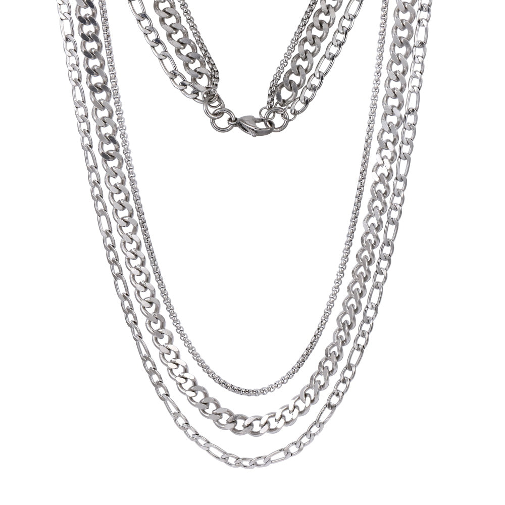 NSS975 STAINLESS STEEL MULTI  CHAIN NECKLACE