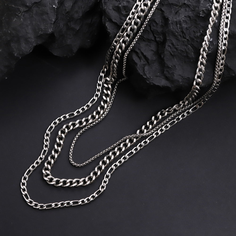 NSS975 STAINLESS STEEL MULTI  CHAIN NECKLACE