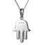 PSS1300 STAINLESS STEEL HAMSA PENDANT WITH SYNTHETIC TURQUOISE