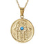 PSS1301 STAINLESS STEEL HAMSA ROUND PENDANT WITH SYNTHETIC TURQUOISE