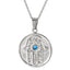 PSS1301 STAINLESS STEEL HAMSA ROUND PENDANT WITH SYNTHETIC TURQUOISE