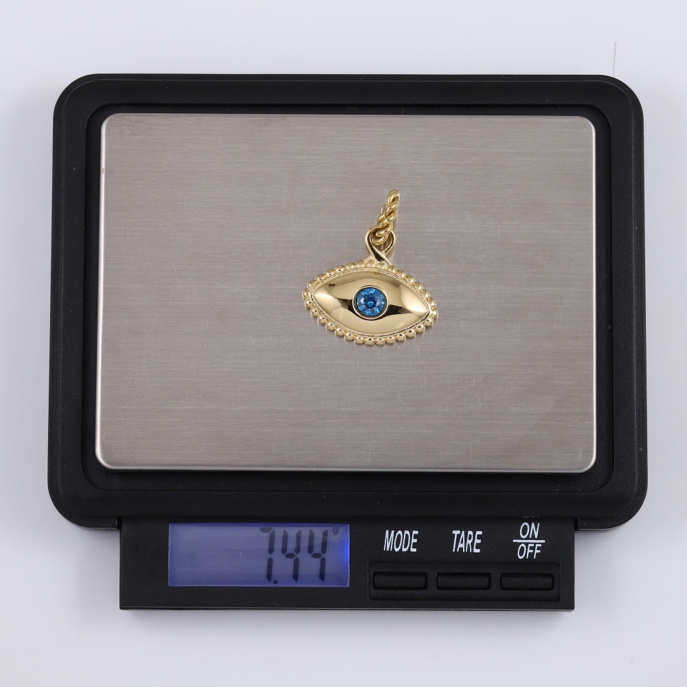 PSS1303 STAINLESS STEEL EVIL EYE PENDANT WITH CZ