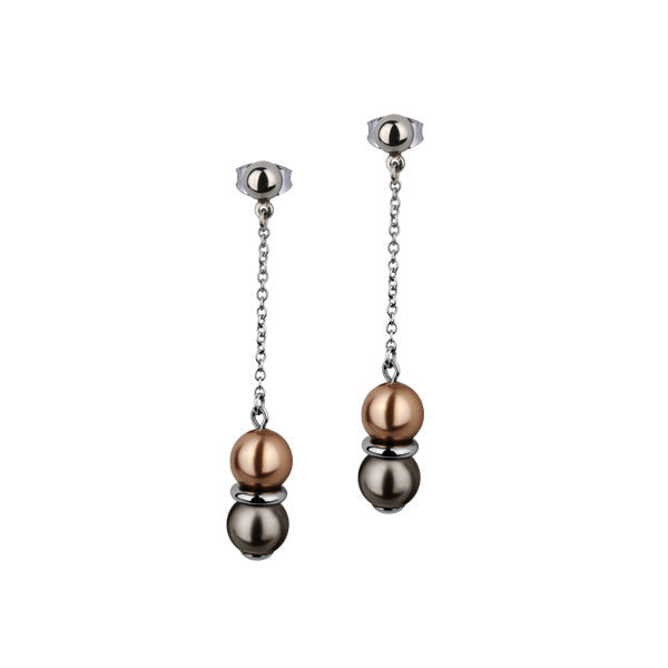 ESS154  STAINLESS STEEL EARRING WITH PEARL AAB CO..