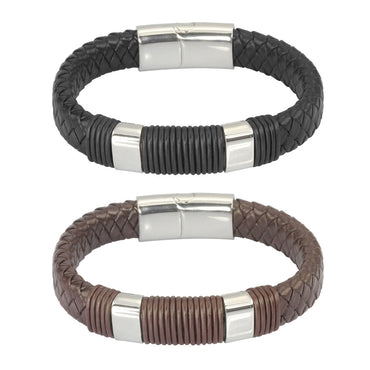 MBSS24 LEATHER BRACELET WITH STAINLESS STEEL CLOSURE AAB CO..